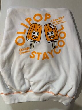 REVOLVE White Hoodie with Orange Stitching and Small Graphic